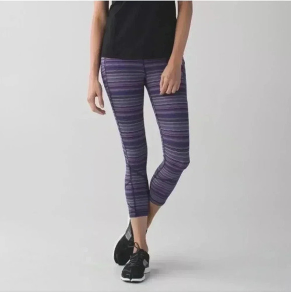 Lululemon Pace Rival Crop Legging- Space Dye Twist Violet Multi Size 6 - Picture 1 of 11